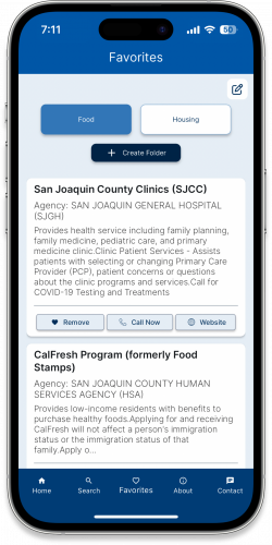 Save 211 local resources when to share on 211 Mobile App